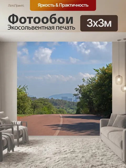 Фотообои смоленая дорога с видом на город
