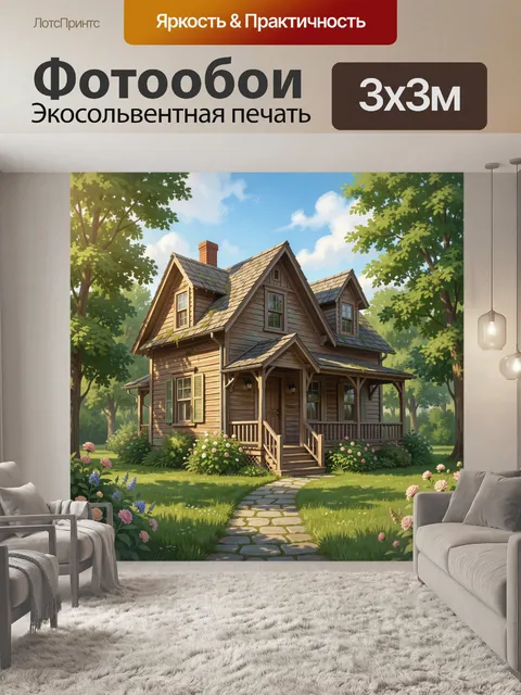 Фотообои Уютный деревянный дом в лесу