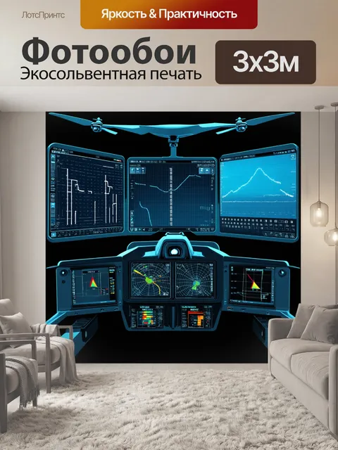 Фотообои изображение системы управления беспилотным летательным аппаратом, выполненного в стиле цифрового искусства