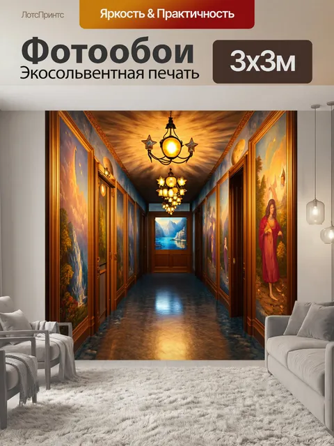 Фотообои коридор с художественными элементами фэнтези: стены