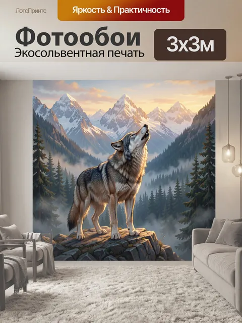 Фотообои Воющий волк в горах