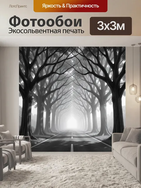 Фотообои Туманный лесной тоннель