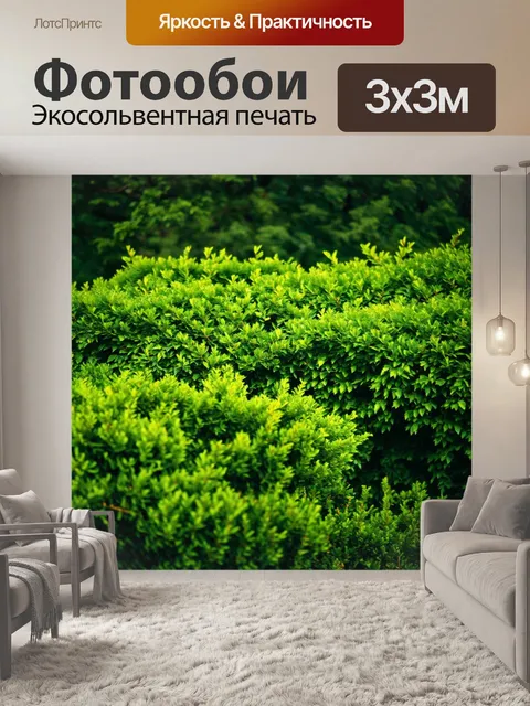Фотообои зеленые в стиле кинематографический, с крупным планом на густые кустарники и живую природу