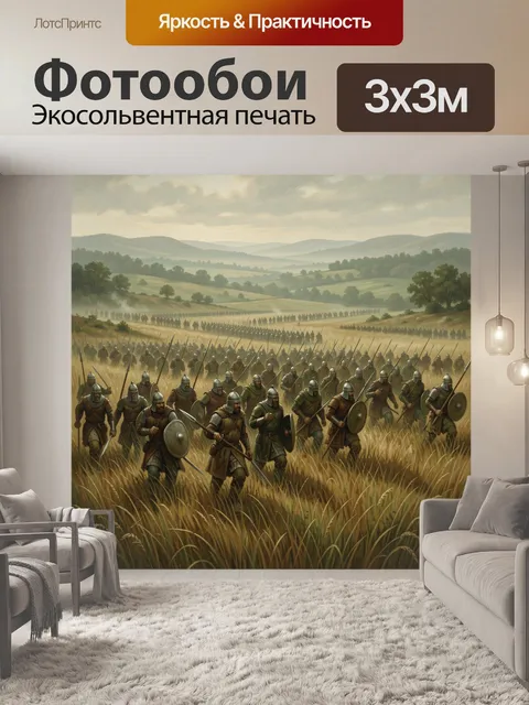 Фотообои Средневековые воины в пшеничном поле