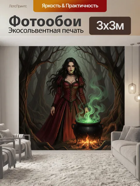 Фотообои Таинственная чародейка у огня