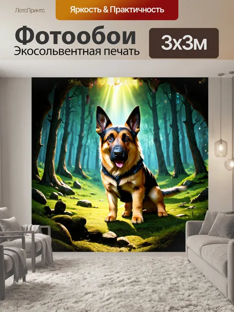 Фотообои фантазийное изображение немецкой овчарки в стиле фэнтези-арта