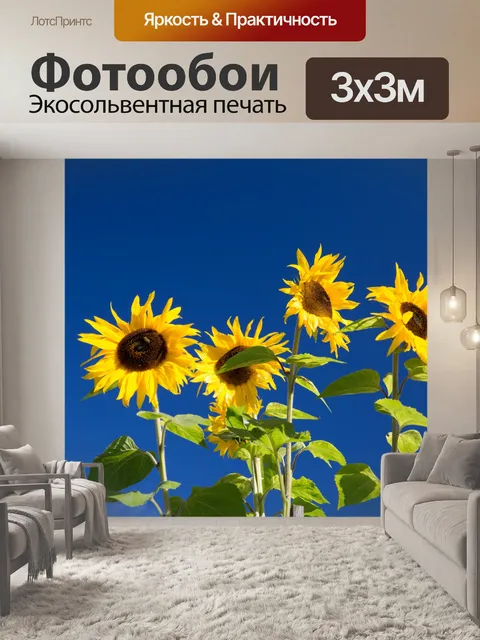 Фотообои Подсолнухи и голубое небо