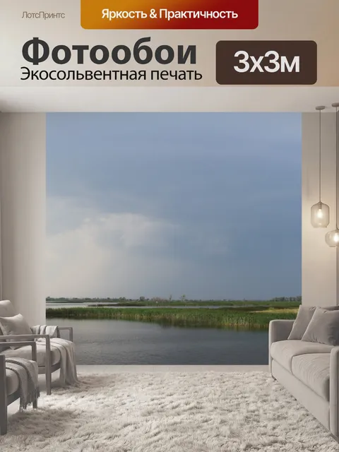 Фотообои Дождь Буря над озером Марш