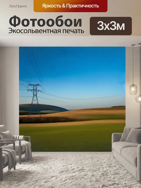 Фотообои пейзаж с линией электропередачи
