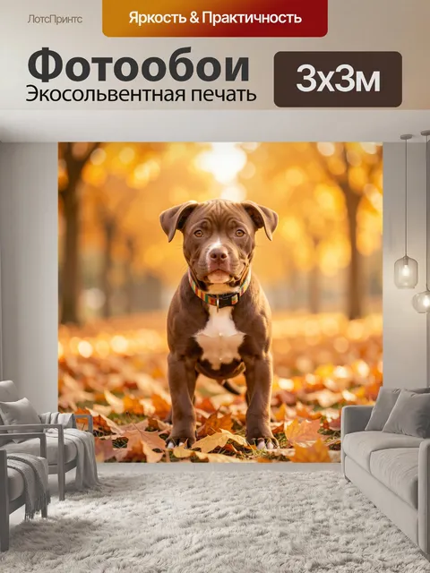 Фотообои Щенок в осеннем парке