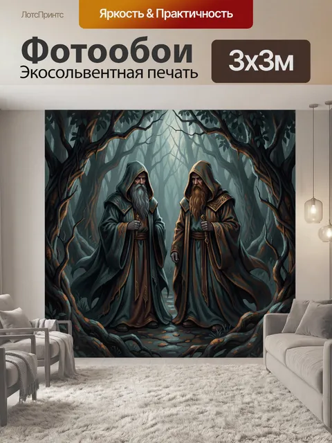 Фотообои Два мага в мрачном лесу