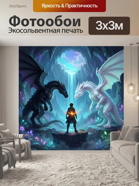 Фотообои Два дракона в волшебной пещере