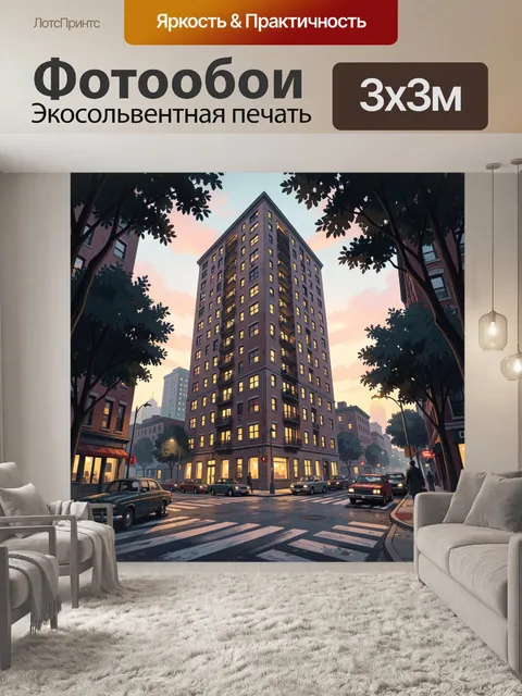 Фотообои Городская улица с высотным домом