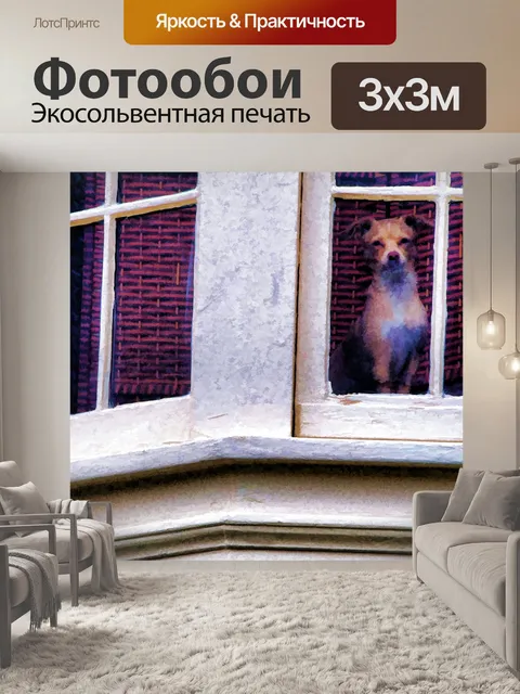 Фотообои Догги в окне