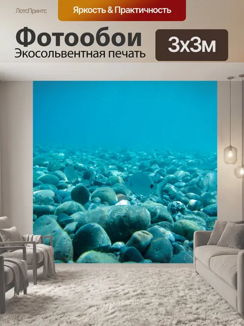 Фотообои рыба и галька в воде
