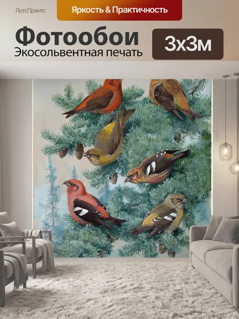 Фотообои Винтажная живопись птиц