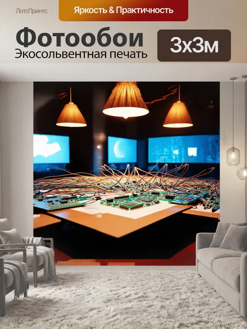 Фотообои на столе расстелена сложенная карта сети
