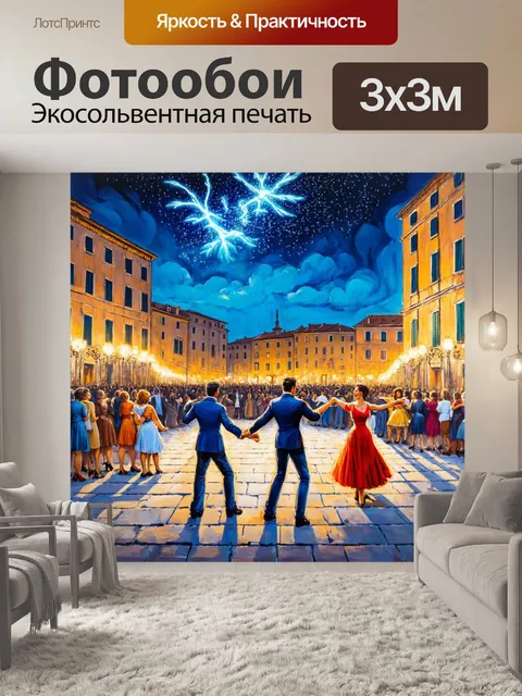 Фотообои италия рисунок людей, танцующих под звездами на площадке