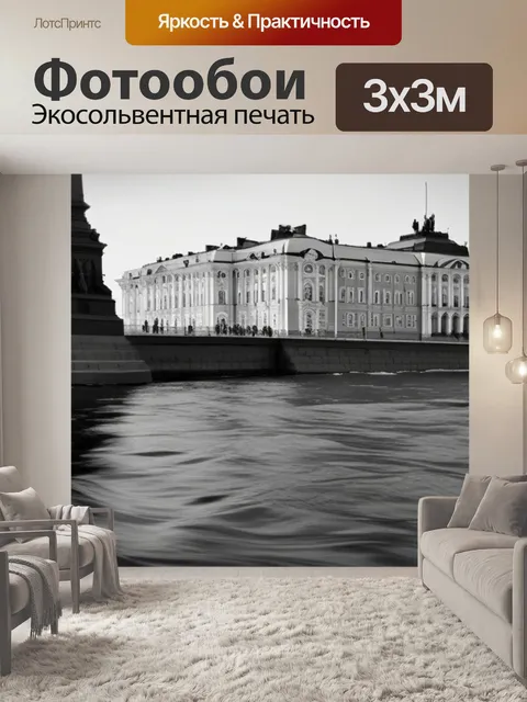 Фотообои пейзаж с невы чернобелый