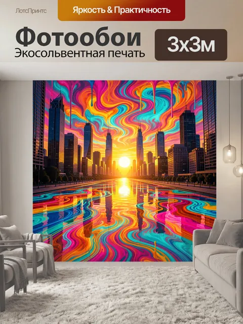 Фотообои Футуристический город на закате