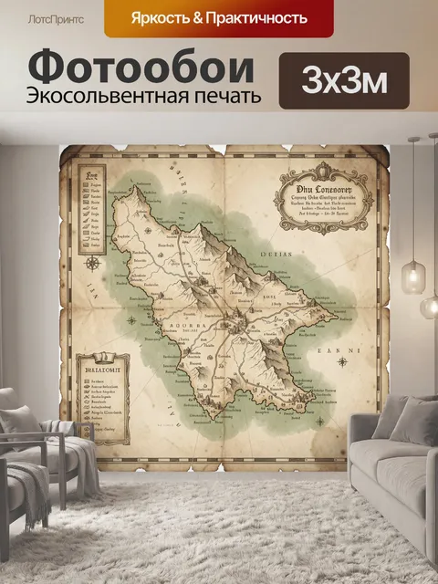 Фотообои Старинная карта фантазийного острова