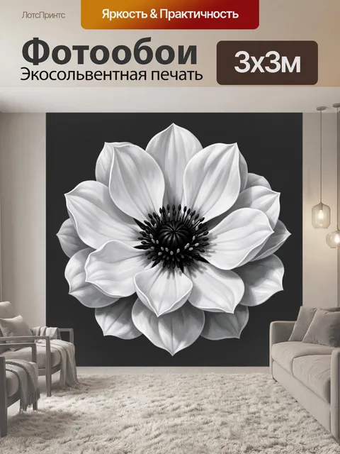 Фотообои Белый цветок на темном фоне