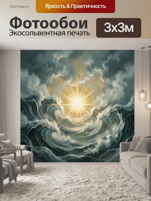 Фотообои Морская буря и золотой луч