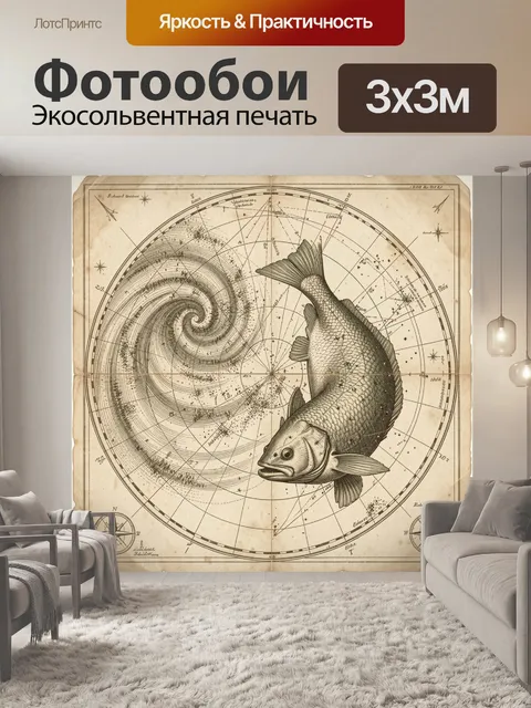 Фотообои Рыба и морская карта