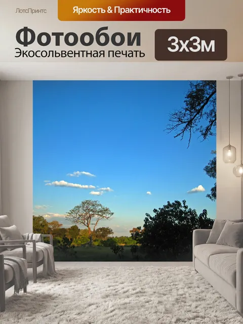 Фотообои дикий африканский пейзаж с деревьями