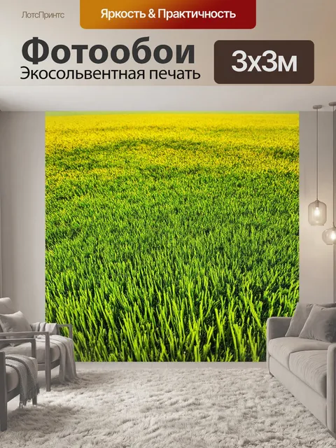 Фотообои поле, с ярко окрашенным травяным покрытием и удивительными видами подборки растений