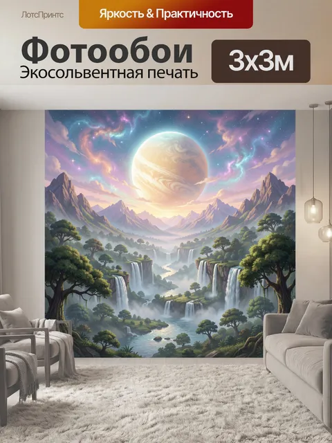 Фотообои Фантастическая долина с водопадами
