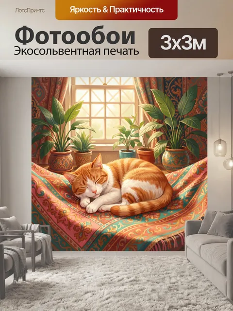 Фотообои Рыжий кот на гамаке