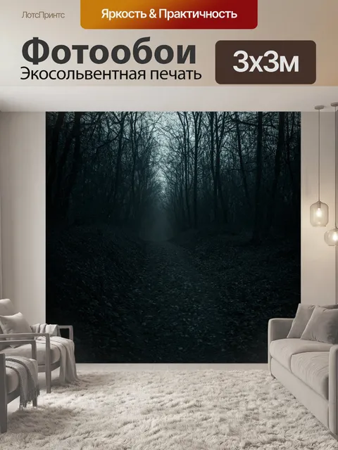 Фотообои черный, где изображены тайные тропы и заброшенные места, выполненные в технике натурализма, создавая…