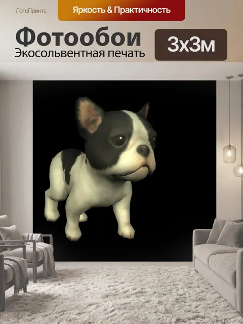 Фотообои щенок бостон-терьер