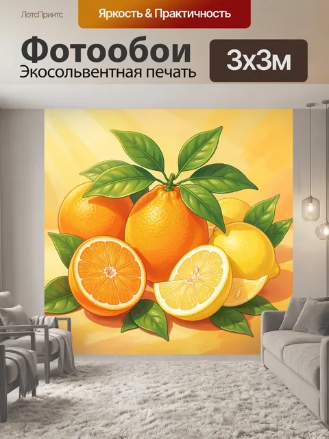 Фотообои Тропические цитрусы с зелёными листьями