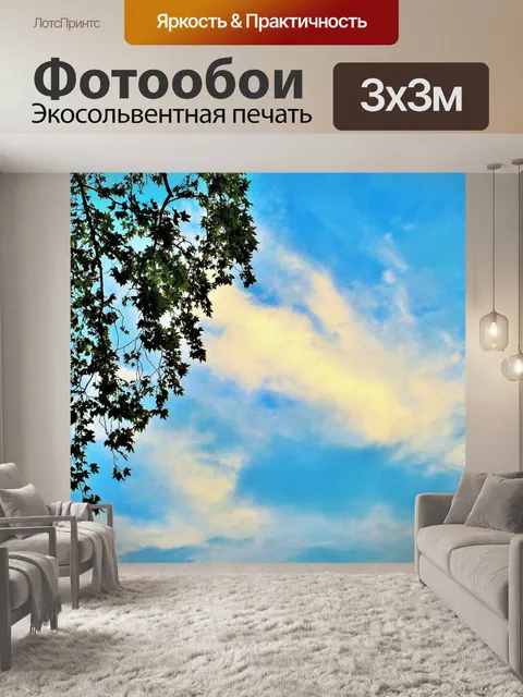 Фотообои Plane ветки висит в голубое небо