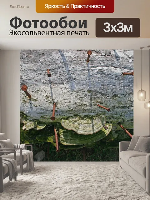 Фотообои бревно с гвоздями и скобами