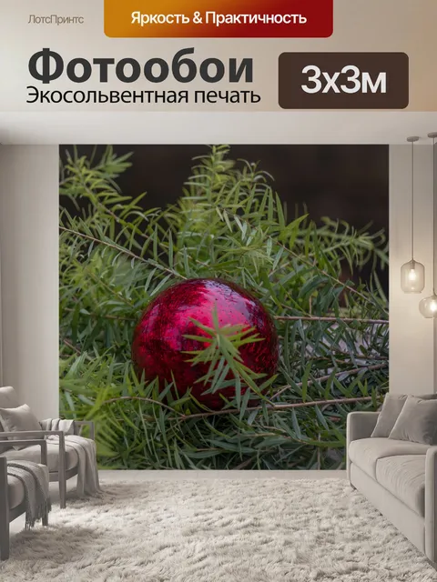 Фотообои Красная безделушка на гирлянде