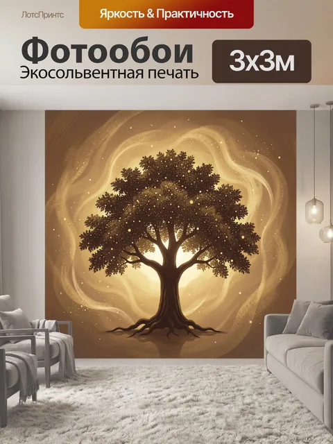 Фотообои Золотое дерево с сиянием