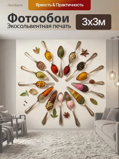 Фотообои Пряности и травы в ложках