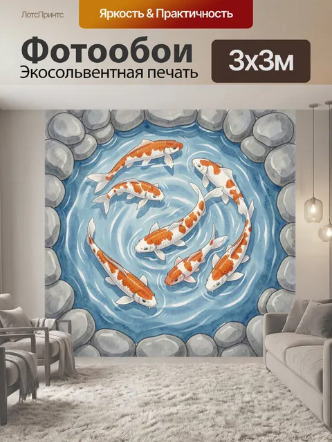 Фотообои Стая карпов в водовороте