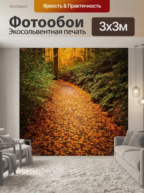 Фотообои с листьями на узкой тропинке