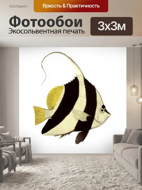 Фотообои Винтажное искусство с рыбой-ангелом