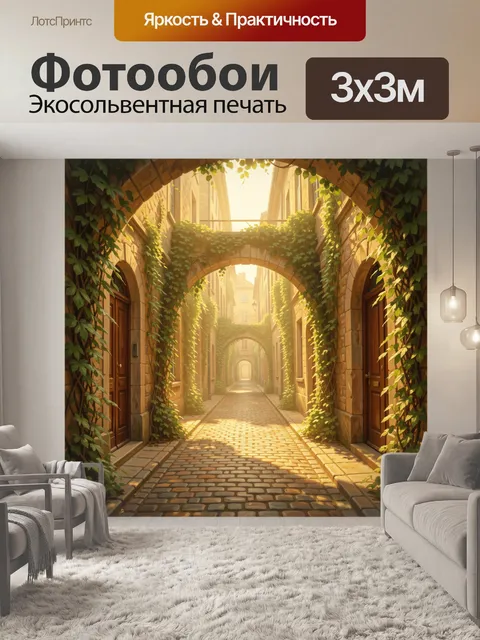 Фотообои Солнечная арка с зелёными лианами