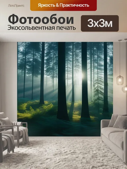 Фотообои утренний свет пробивается сквозь деревья