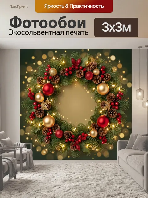 Фотообои Рождественский венок с игрушками