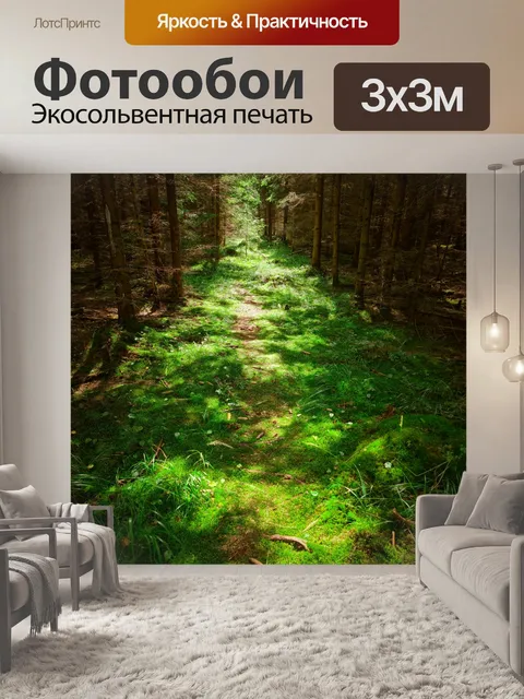 Фотообои освещенная тропа в лесу