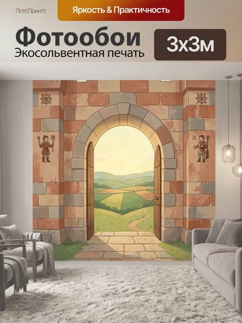 Фотообои Средневековые ворота в сельский пейзаж