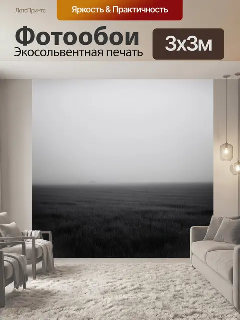 Фотообои поле с серыми туманами