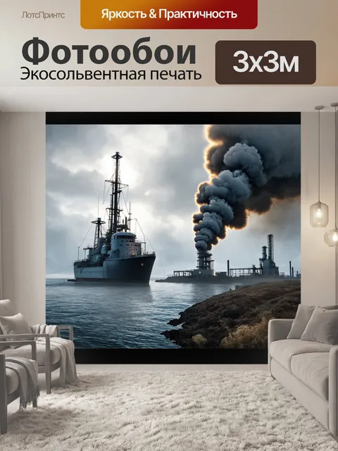 Фотообои море в стиле дизельпанк с множеством паромных элементов и индустриальной атмосферой
